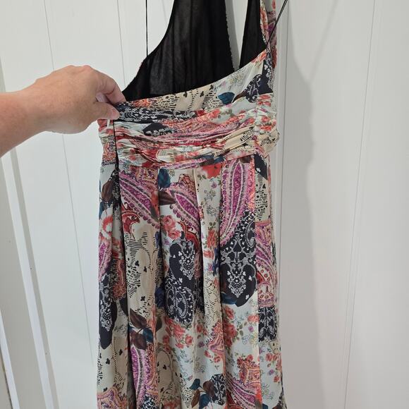 Adrianna Papel Silk Halter Dress Paisley Chiffon Fit Flare Lined Size 14 - Picture 10 of 12